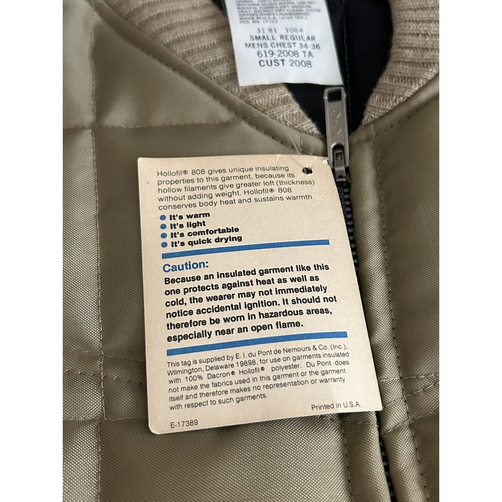 Vintage Dacron Hollofil 808 Tan Insulated Vest Size Small NOS NWT USA Made - Picture 12 of 12